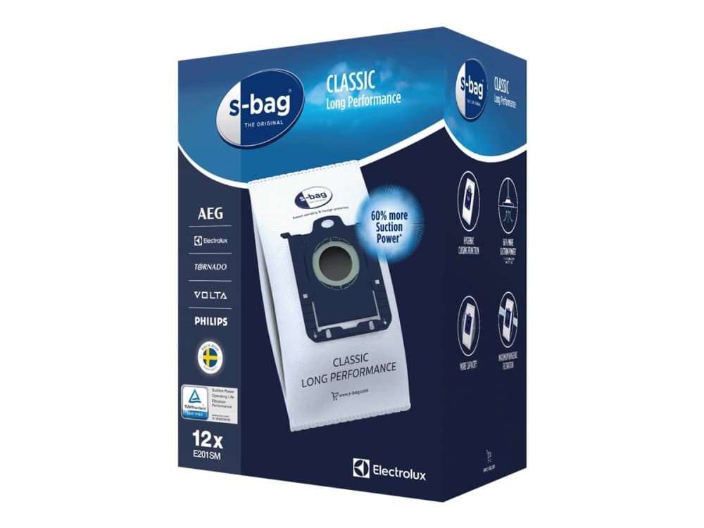 s-Bag Classic Long Performance E201SM - Tasku - til støvsugere (pakkaus 12 kpl)