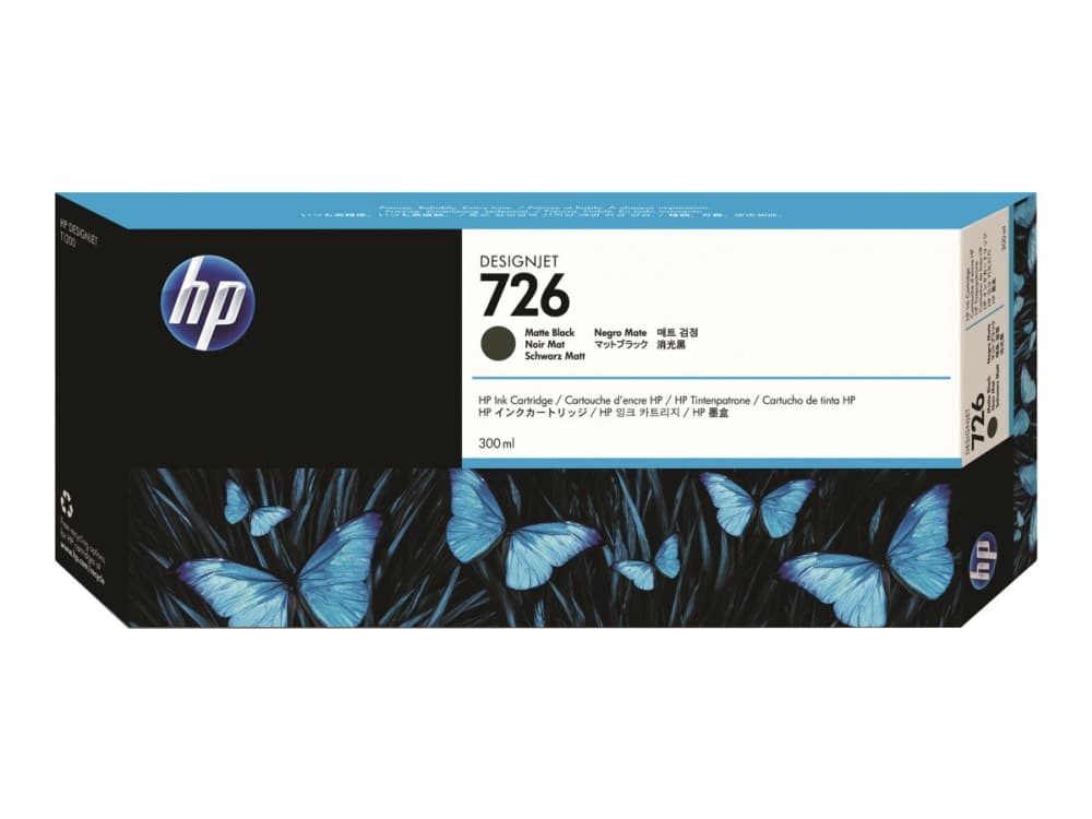 HP 726 - 300 ml - mattamusta - alkuperäinen - DesignJet - värikasetti - DesignJet HD Pro MFP, SD Pro MFP, T1200, T1200ps, T1300, T1708, T1708dr, T2300, T790, T795, T1200, T1200ps, T1300, T1708, T1708dr, T2300, T790, T790, T795