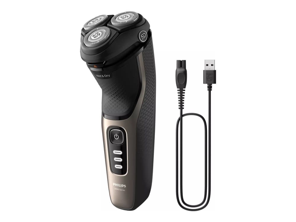 Philips Shaver 3000 Series S3242/12 Sähköparranajokone märkä- ja kuiva-ajoon, Parranajokone kääntyvällä päällä, SkinProtect, Musta, Kulta, Akku, Litiumioni (Li-Ion), 60 min
