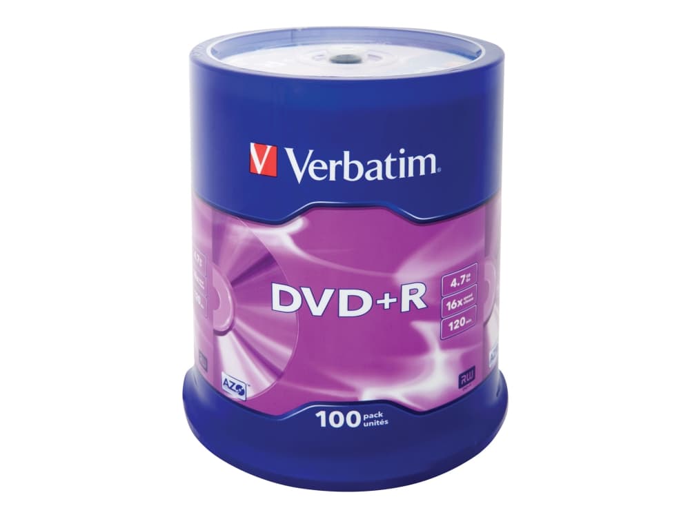 Verbatim DVD+R Matt Silver, DVD+R, 120 mm, Akseli, 100 kpl, 4,7 GB