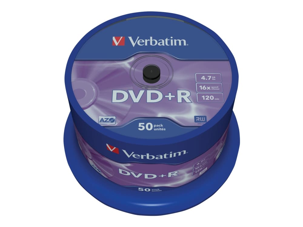 Verbatim VB-DPR47S3A, DVD+R, 120 mm, Akseli, 50 kpl, 4,7 GB