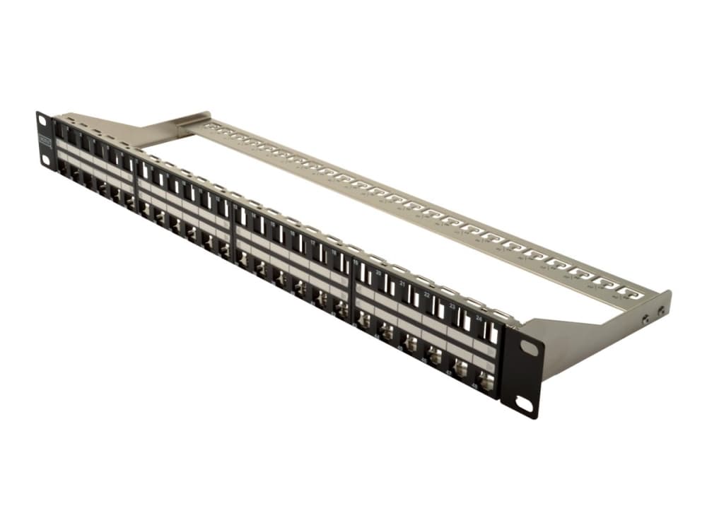 Digitus DN-91424, Cat6a, Telinekiinnitys, 1U, Musta, Galvanoitu teräs, -20 - 70%