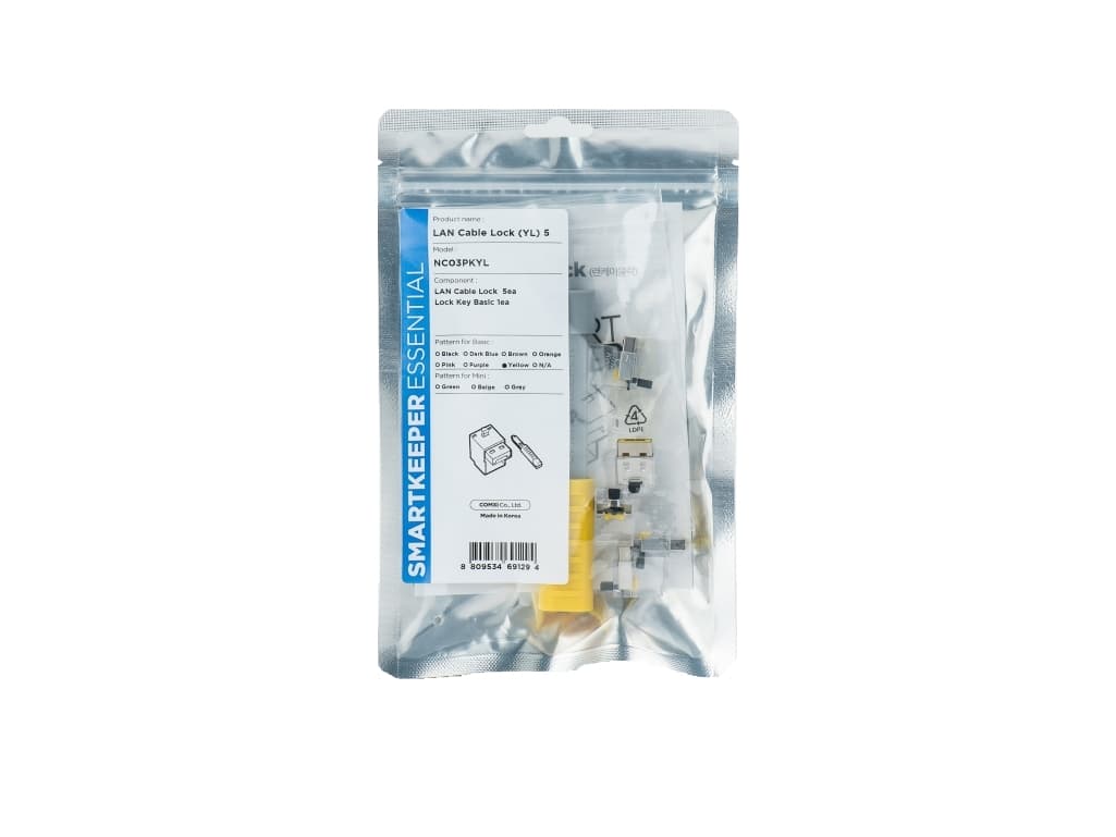 SmartKeeper Basic LAN-kaapeli Lukko keltainen 5 kpl + avain