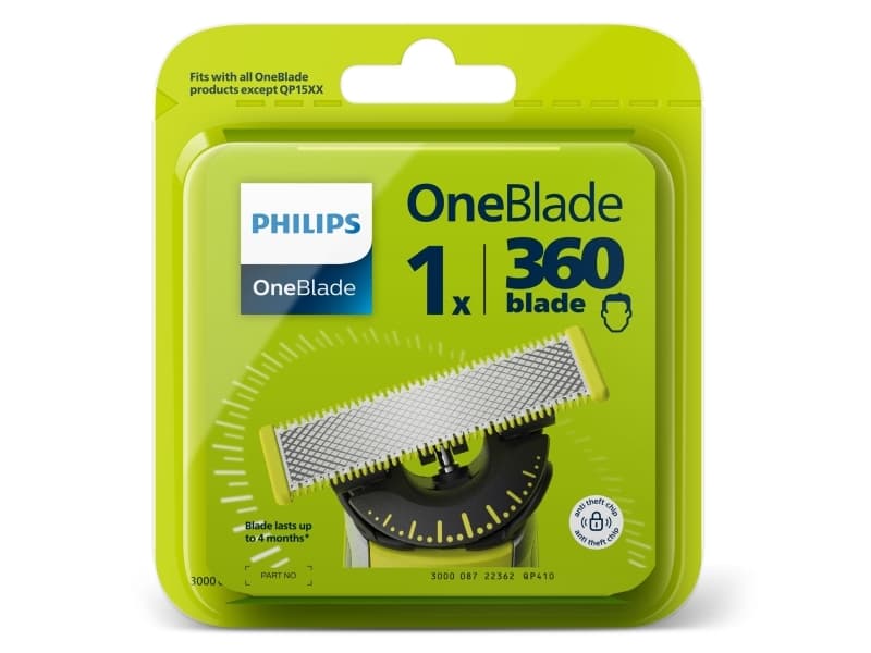 Philips Norelco OneBlade OneBlade QP410/50 Vaihtoterä, Partaterä, 1 pää(t), Musta, Vihreä, 4 kuukautta, Philips, QP25xx, QP26xx, QP65xx, QP66xx, QP15XX