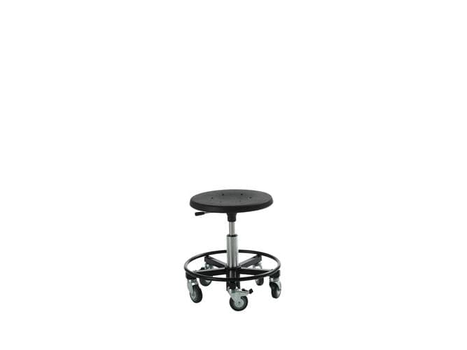 Sigma 400RS-asentajan jakkara teräsjalustalla ja -jalustarenkaalla sekä pehmeästi pyörivillä pyörillä - istuinkorkeus 32-39 cm