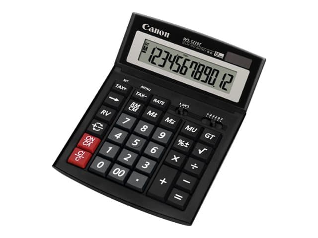 Canon WS-1210T, Työpöytä, Näyttölaskin, 12 lukua, Näyttön kallistus, Akku/Aurinko, Musta