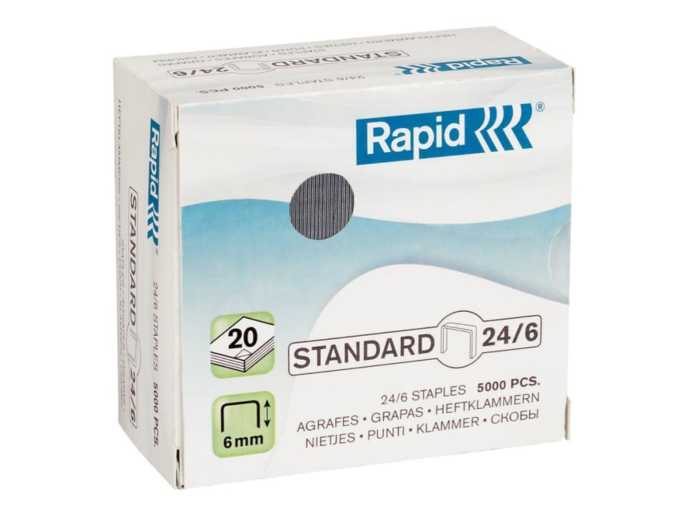 Rapid 24859800, Niittipakkaus, 24/6, 6 mm, 5000 niitit, Hopea, 37 mm