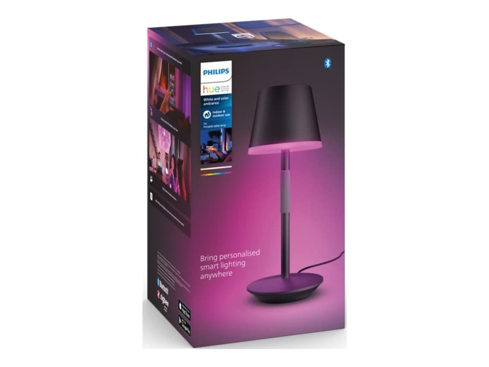 Philips Hue Go - Pöytälamppu - LED - luokka G - valkoisen sävyt ja värillinen ympäristövalo - musta, tummanharmaa kahva
