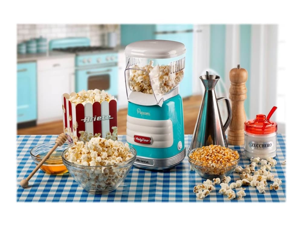 Ariete Pop Corn Party Time, Sininen, Läpinäkyvä, 60 g, 1100 W, 185 x 140 x 305 mm, 950 g, 1,5 kg