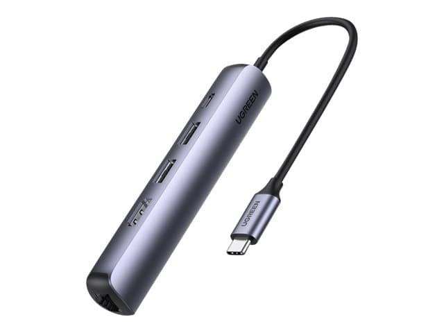 Ugreen 10919, Ledningsført, USB 3.2 Gen 1 (3.1 Gen 1) Type-C, 100 W, 10,100,1000 Mbit/s, Grå, Aluminium