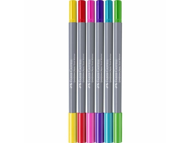 Faber-Castell 164528, 6 kpl, Valikoidut värit, Harjas/ohut pää, Valikoidut värit, Pyöreä, Vesipohjainen muste