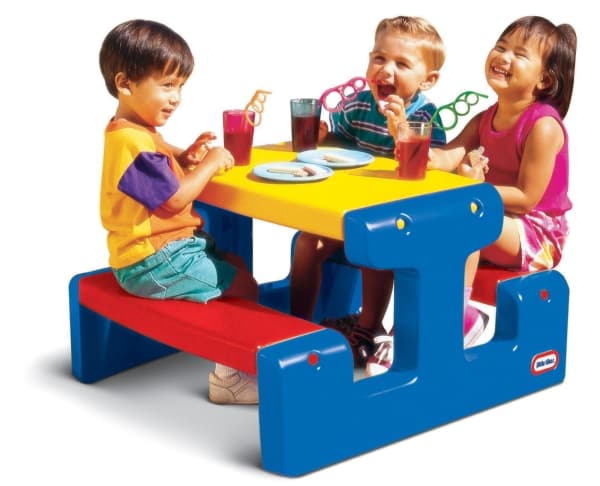 Little Tikes Junior Picnic Table, Sisätila ja ulkotila, Sininen, Punainen, Keltainen, 4 henkilö(t), Muovi, 23 kg, CE