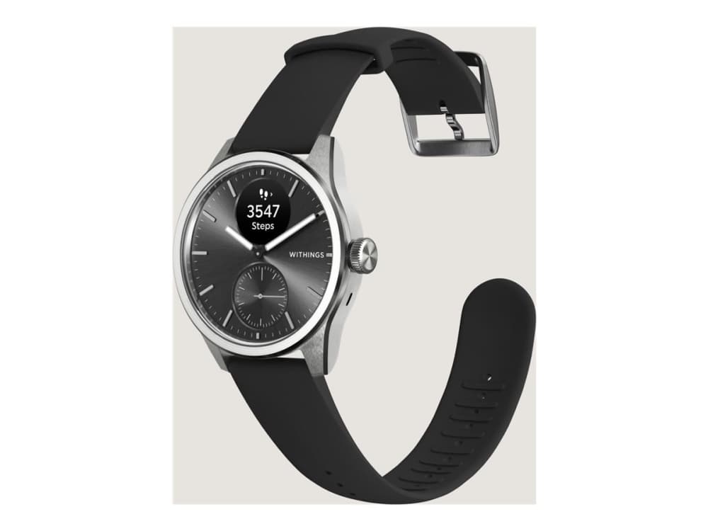 Withings ScanWatch 2 - 42 mm - ruostumaton teräs - hybridi älykello rannekkeella - fluoroelastomeeri - ranteen koko: 163-239 mm - yksivärinen - Bluetooth - 52,6 g - musta