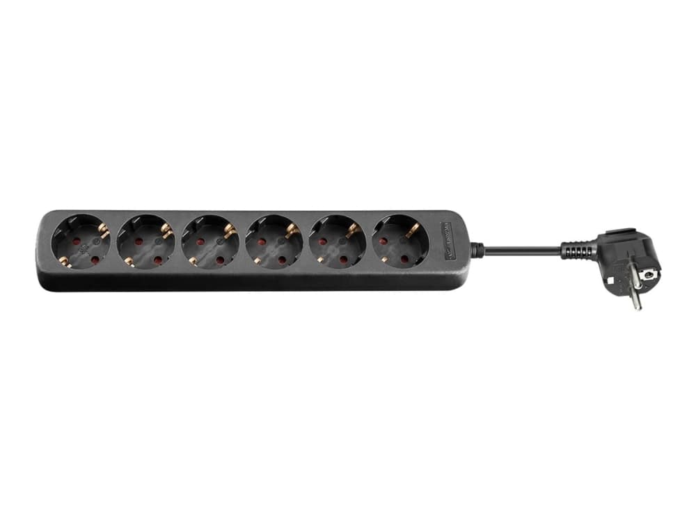 goobay - Pistorasia - AC 230 V - 3680 Watt - tulo: teho CEE 7/7 - lähtöliittimet: 6 (CEE 7/4) - 5 m kaapeli - musta