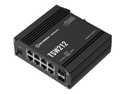 Teltonika TSW212 - Kytkin - Hallittu - 8 x 10/100/1000 + 2 x SFP - DIN-kiskoon asennettava, pinta-asennettava