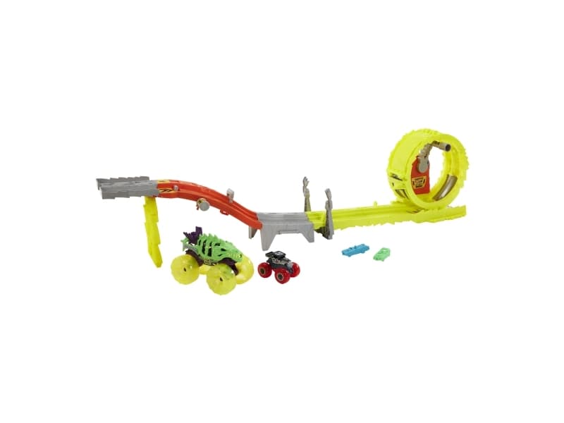 Hot Wheels Monster Trucks CHARGE & CHASE CHALLENGE, Monster truck ja ratasetti, 4 vuosi/vuosia, Muovi, Metalli, Monivärinen