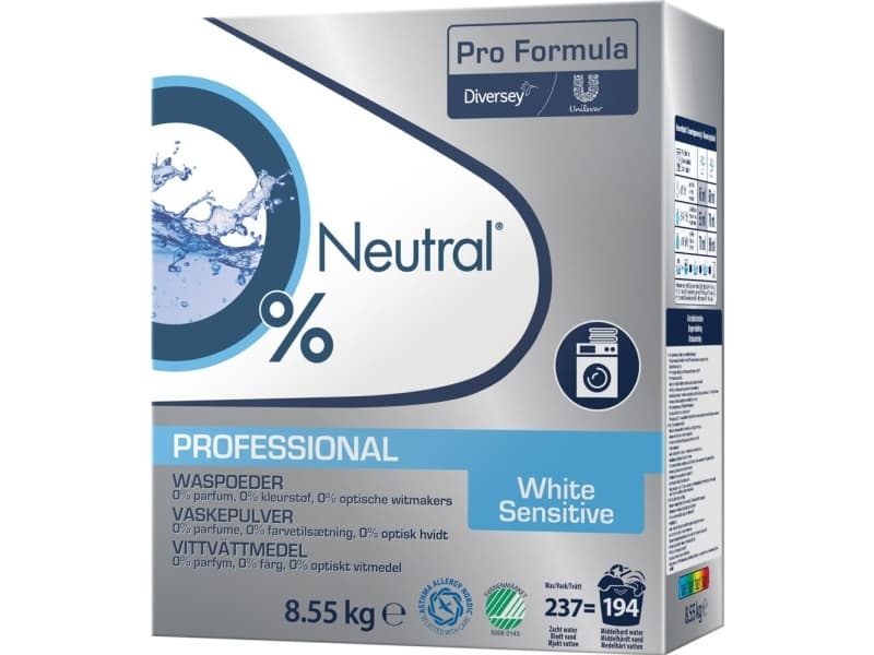Pyykinpesujauhe, Neutral Professional, valkoinen, väritön ja hajusteeton, 8,55 kg