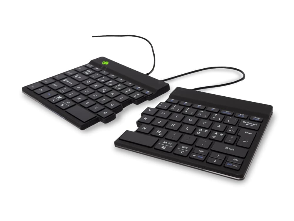 R-Go Split Ergonomic Keyboard, QWERTY (Nordic), musta, langallinen - Näppäimistö - USB - QWERTY - pohjoismainen - musta - musta