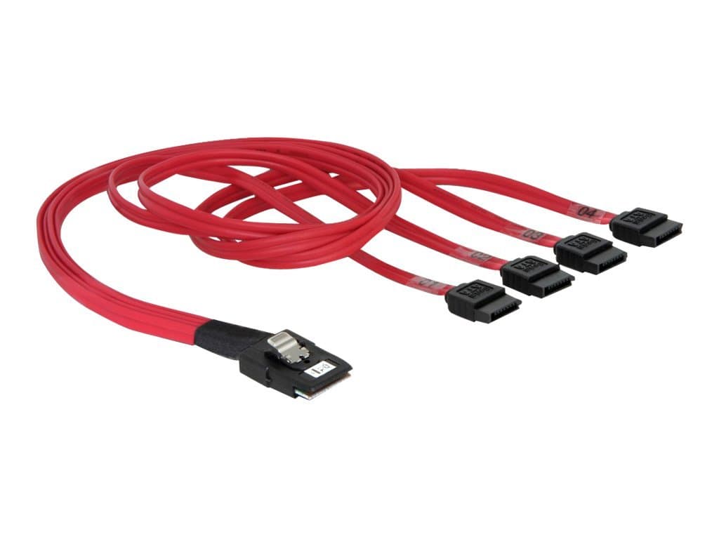 DeLOCK Cable mini SAS 36pin to 4x SATA, Punainen, 0,5 m, SAS 36pin/4xSATA 7pin