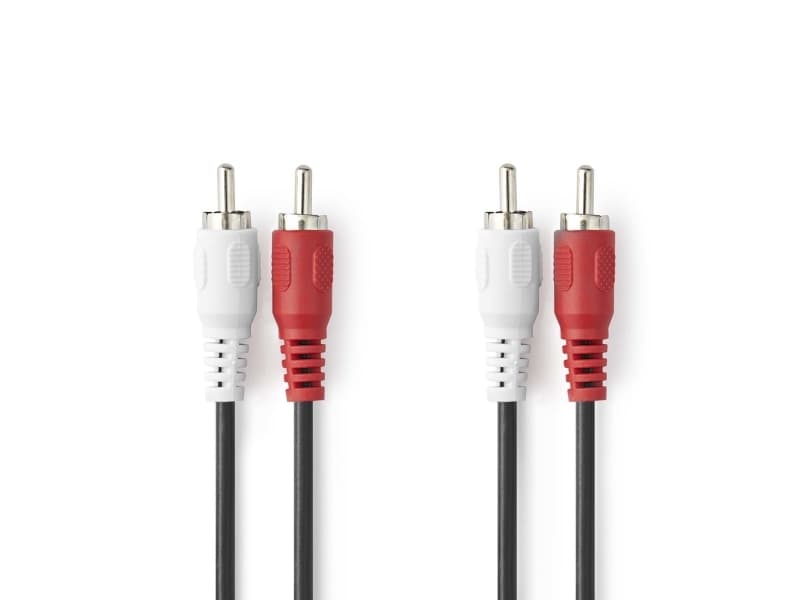 Nedis CAGL24200BK10, 2 x RCA, urosliitin, 2 x RCA, urosliitin, 1 m, musta