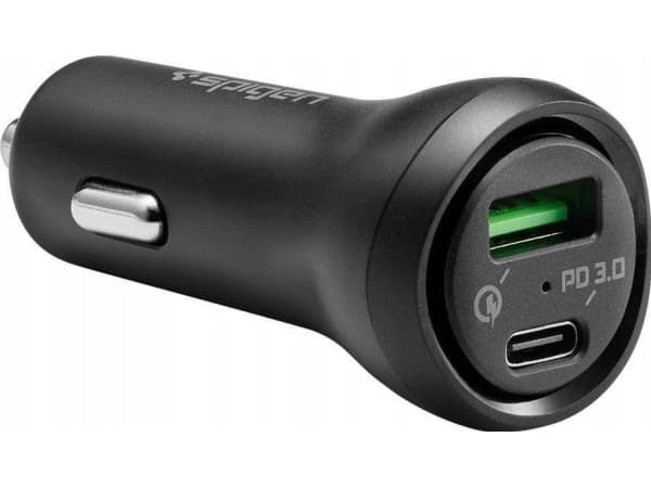 Spigen SteadiBoost F31QC 2-porttinen autolaturi PD 27W QC 3.0 Musta