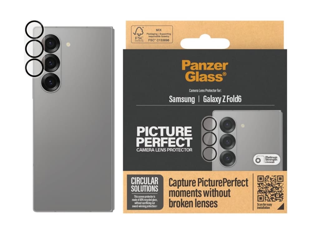 PanzerGlass ® PicturePerfect Camera Lens Protector Samsung Galaxy Z Fold6, Samsung, Samsung - Galaxy Z Fold6, Asennus kuivana, Naarmuuntumisenkestävä, Iskunkestävä, Läpinäkyvä, 1 kpl