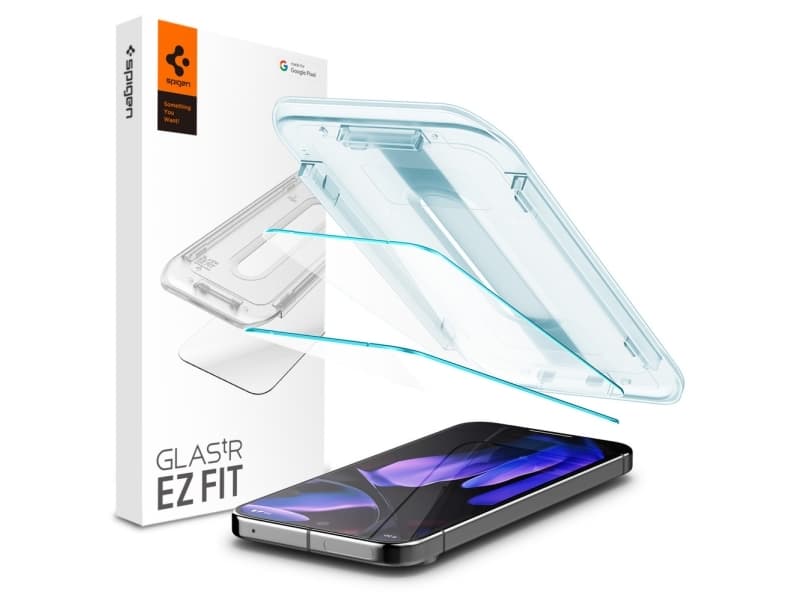 Spigen GLAS.tR EZ Fit, Google, Google Pixel 9 (2024), Google Pixel 9 Pro (2024), Pölynkestävä, Naarmuuntumisenkestävä, Läpinäkyvä, 2 kpl