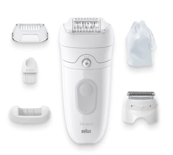 Braun Silk-épil 5 5-041, valkoinen, 28 pinsettiä, MicroGrip, akku, 100 - 240 V, 50 - 60 Hz
