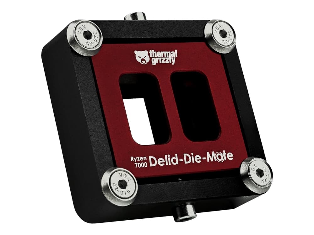 Thermal Grizzly Ryzen 7000 Delid-Die-Mate, Lämmön leviämisen poistotyökalu, Alumiini, musta, Punainen, 70 mm, 74 mm, 198 mm