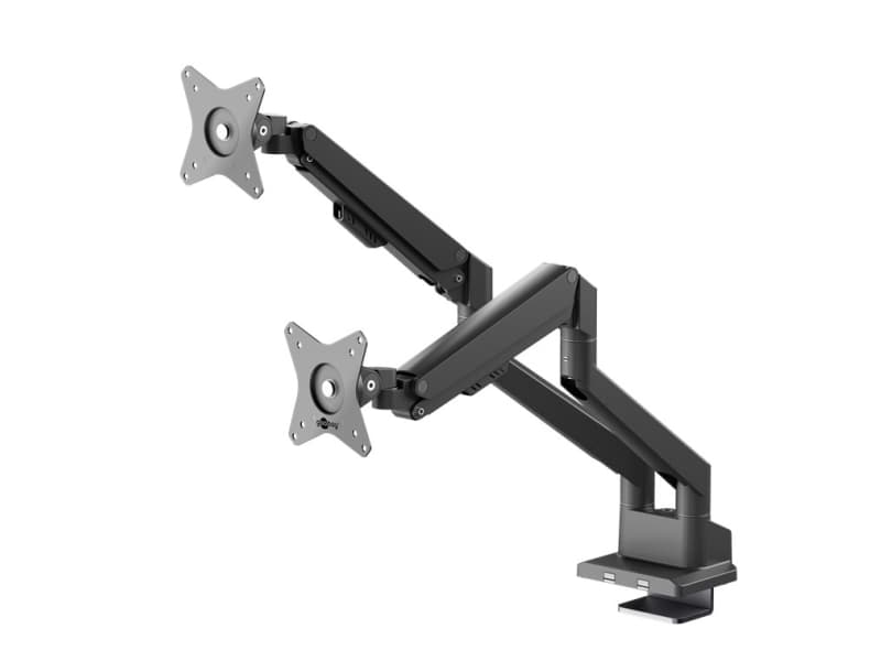 Kaksoismonitorikiinnike kaasupainejousella (musta, 2 monitorille 17 - 32 (43 - 81 cm))