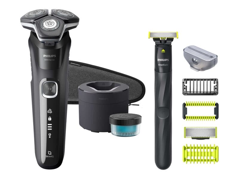 Philips SHAVER Series 5000 S5898/79 Sähköparranajokone märkä- ja kuiva-ajoon, Parranajokone kääntyvällä päällä, SkinIQ, Kromi, Akku/USB, Litiumioni (Li-Ion), 60 min