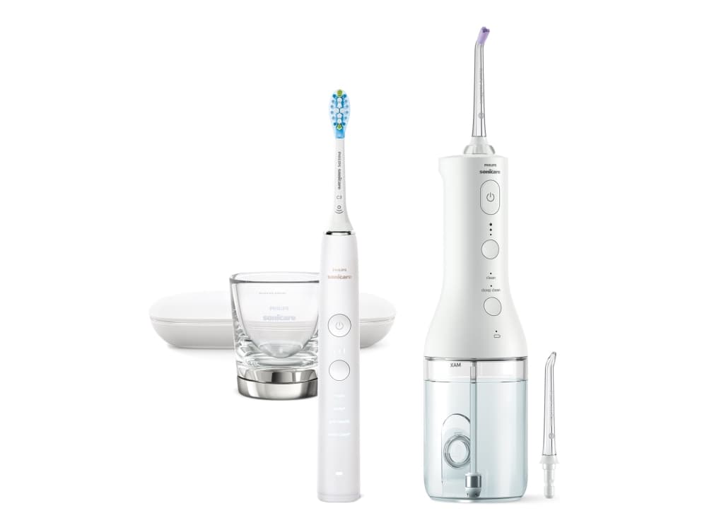 Philips Cordless Power Flosser HX3886/41 DiamondClean 9000, Aikuinen, Sonic-hammasharja, Päivittäinen käyttö, Syväpuhdistus, Ienhoito, Valkaisu, Valkoinen, Akku, Sisäänrakennettu akku