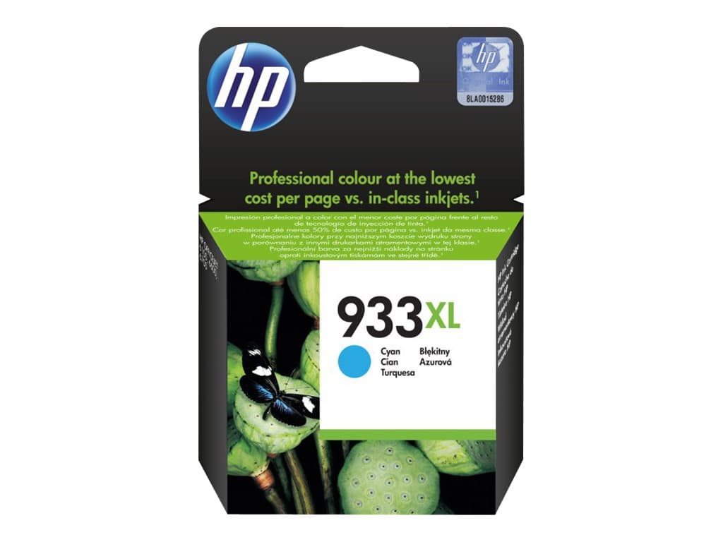 HP 933XL, alkuperäinen riittoisa syaani mustekasetti, Syaani, Väriainepohjainen muste, 8,5 ml, 1 kpl, 825 sivua