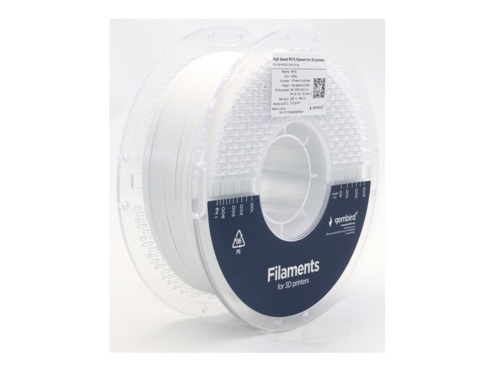 Gembird 3DP-PETG1.75HY-01-W, 1 kpl, 1 kg