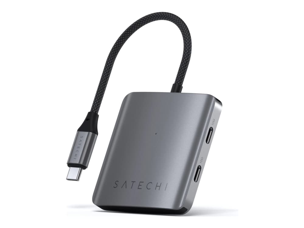 Satechi Satechi Satechi 4 Port USB-C Hub PD - alumiininen USB-C-keskitin (4x USB-C 10Gbps, mukaan lukien 1x 100W PD) (avaruusharmaa)