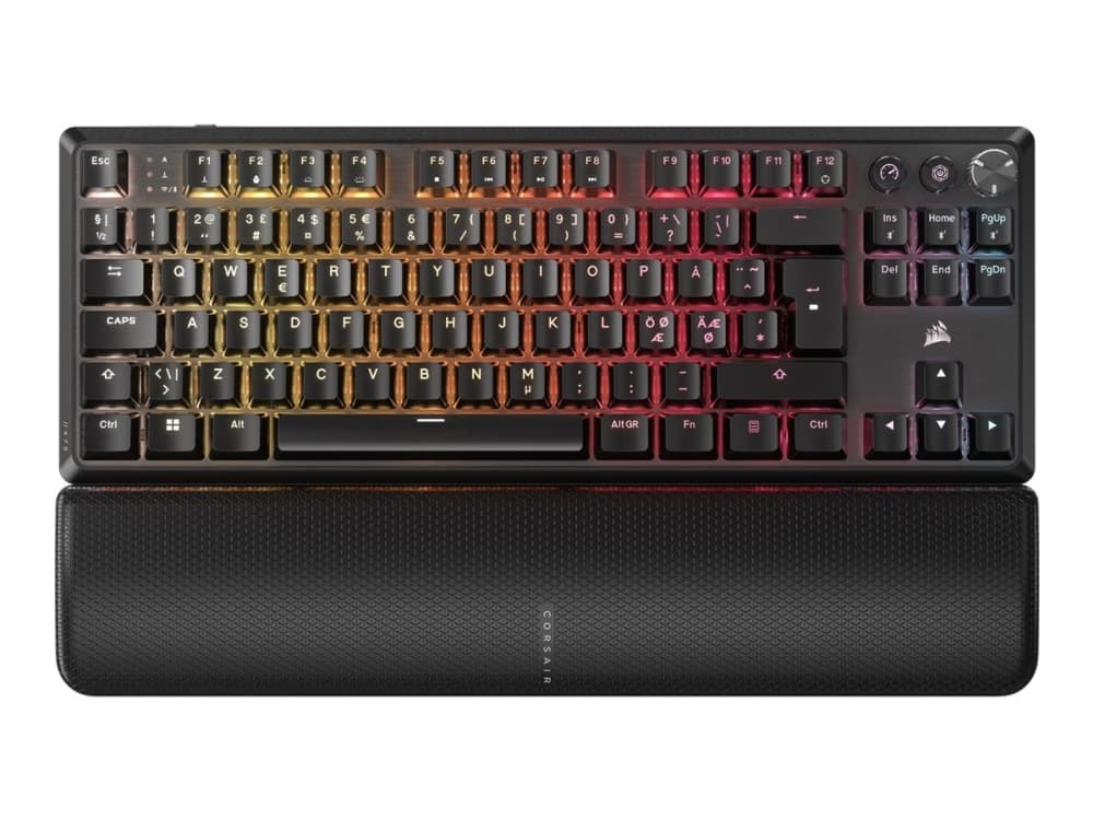 CORSAIR K70 CORE TKL WIRELESS RGB - Näppäimistö - TKL - taustavalaistu - langaton - Bluetooth, USB, 2,4 GHz - QWERTY - Nordic - avainliitin: CORSAIR MLX Red v2 - musta