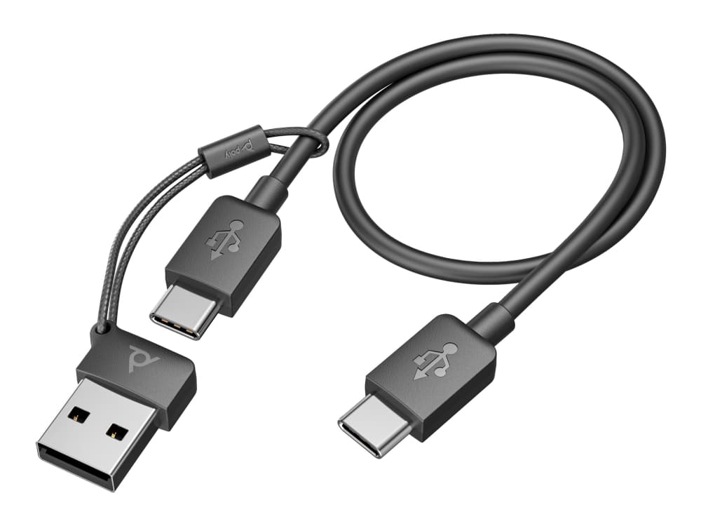 Poly Voyager Focus 2 - Kuulokkeet - on-ear - Bluetooth - langaton - aktiivinen melunvaimennus - USB-C Bluetooth-sovittimen kautta - musta - Zoom-sertifioitu