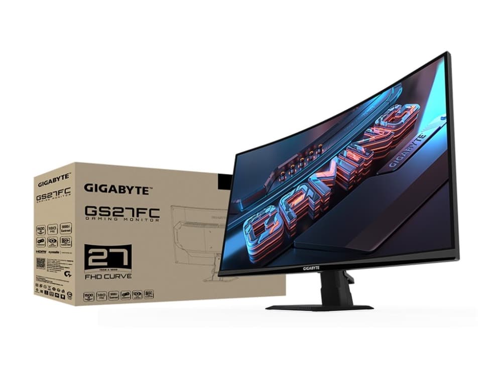 Gigabyte GS27FC - LED-monitori - pelinäyttö - kaareva - 27 - 1920 x 1080 Full HD (1080p) @ 180 Hz - VA - 250 cd/m² - 3000:1 - 1 ms - 2xHDMI, DisplayPort