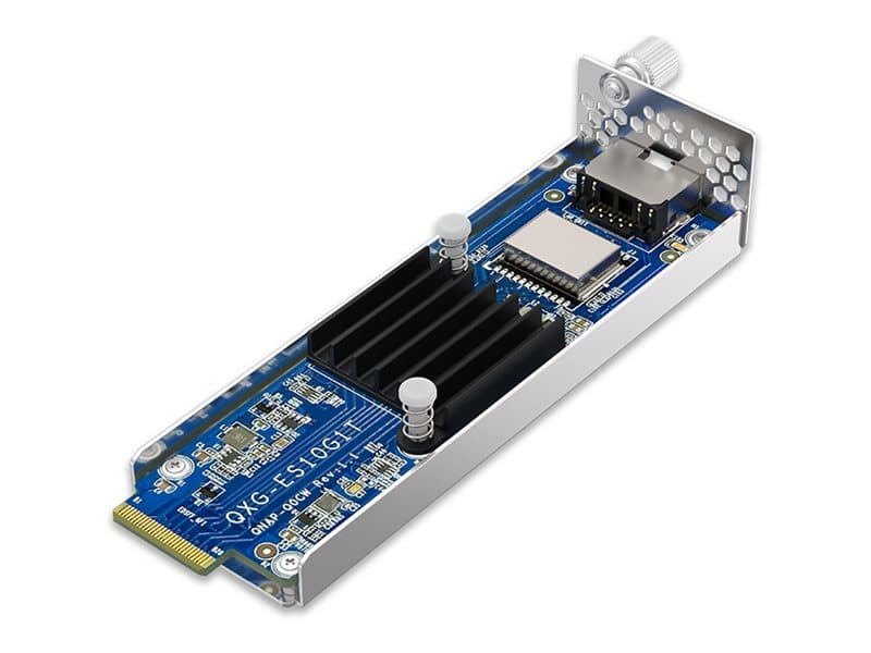 QNAP QXG-ES10G1T E1.S LAN Module, 10000 Mbit/s, RJ-45, IEEE 802.3an, IEEE 802.3bz, Sininen, Ruostumaton teräs, 3 vuosi/vuosia