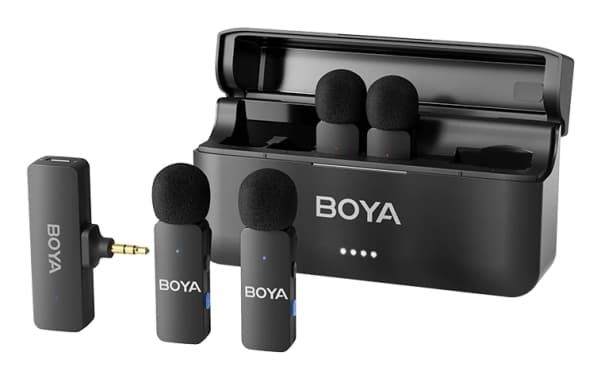 BOYA BY-V4, Paikoilleen napsautettava mikrofoni, 20 - 20000 Hz, 16 bittiä, 48 kHz, 80 dB, Langaton