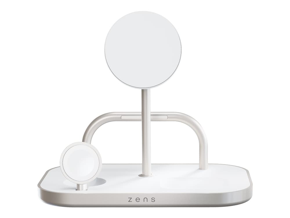 Zens Aluminium Series 4 in 1 langaton laturi + kello virtalähteellä 65W | 1x 60W USB-C + 1x 15W | Qi2 | valkoinen | ZEDC29W/00 (ZEDC29W/00) (ZEDC29W/00)