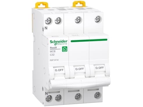 Schneider Electric Pienoiskatkaisija, Resi9, 3P + N, 32 A, C-käyrä, 6000 A, 400 V