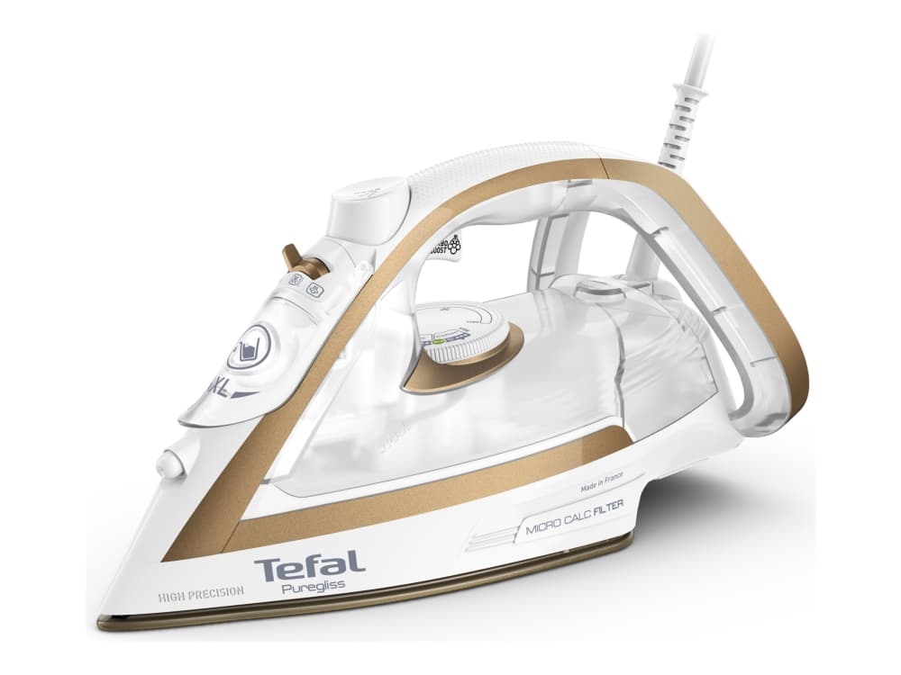 Tefal Puregliss FV8042 torr- & ångstrykjärn Durilium AirGlide Autoclean stryksula 3000 W Brons - Vit (FV8042E0)