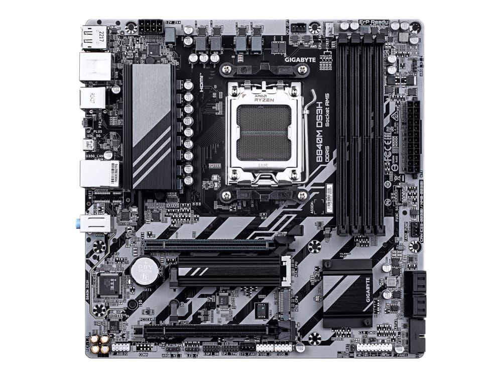 GIGABYTE B840M DS3H, AMD, Socket AM5, AMD Ryzen 7000 Series, AMD Ryzen 8000 Series, AMD Ryzen 9000 Series, Socket AM5, DDR5-SDRAM, 256 GB