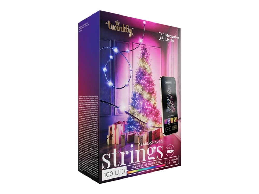 Twinkly Candies - 100 helmenmuotoista RGB-lediä, vihreä kaapeli, USB-C