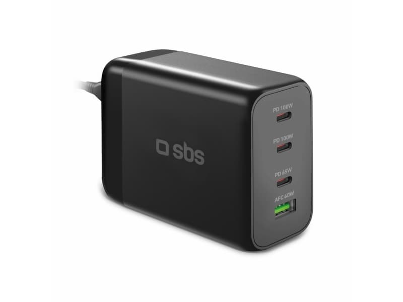 SBS-latausasema 200W 3x USB-C/1x USB GaN musta