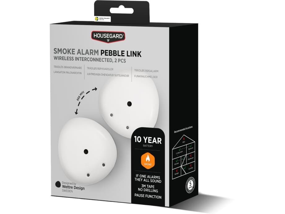 HOUSEGARD 2-pack Housegaard Pebble Link, langaton, voidaan liittää enintään 12 yksikköön ja sisältää 10 vuoden akun.