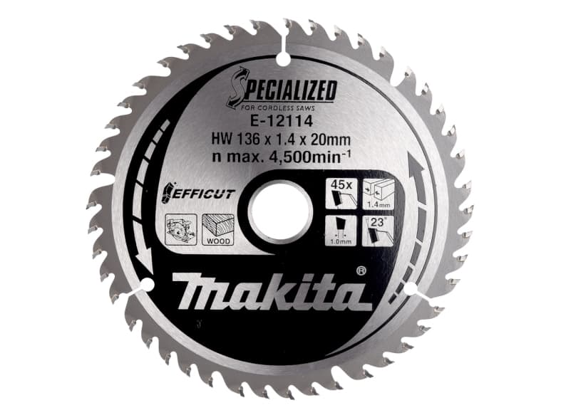 Pyörösahanterä EFFICUT, E-12136, Ø 136 x 1,4 x 20mm, 45Z