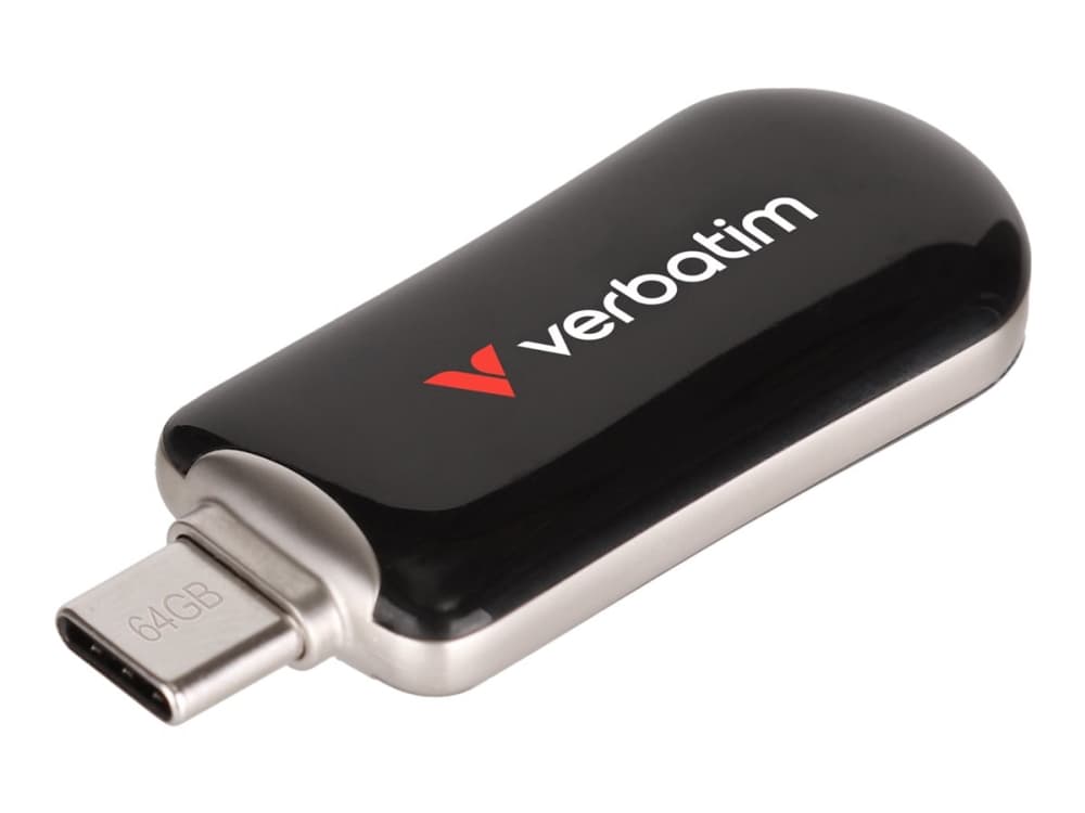 Verbatim 30224, 64 GB, USB Type-C, 3.2 Gen 1 (3.1 Gen 1), 100 MB/s, Ilman suojusta, musta
