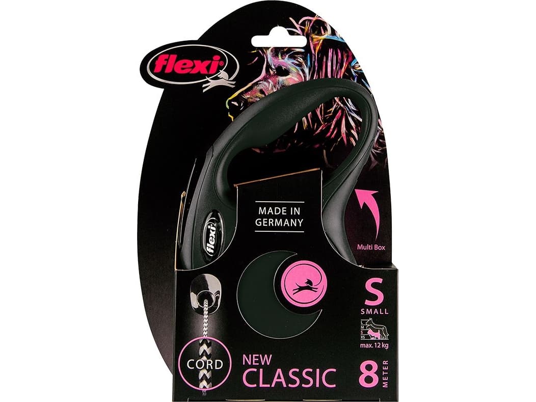 flexi New Classic hihna S, 8M, 12KG, musta